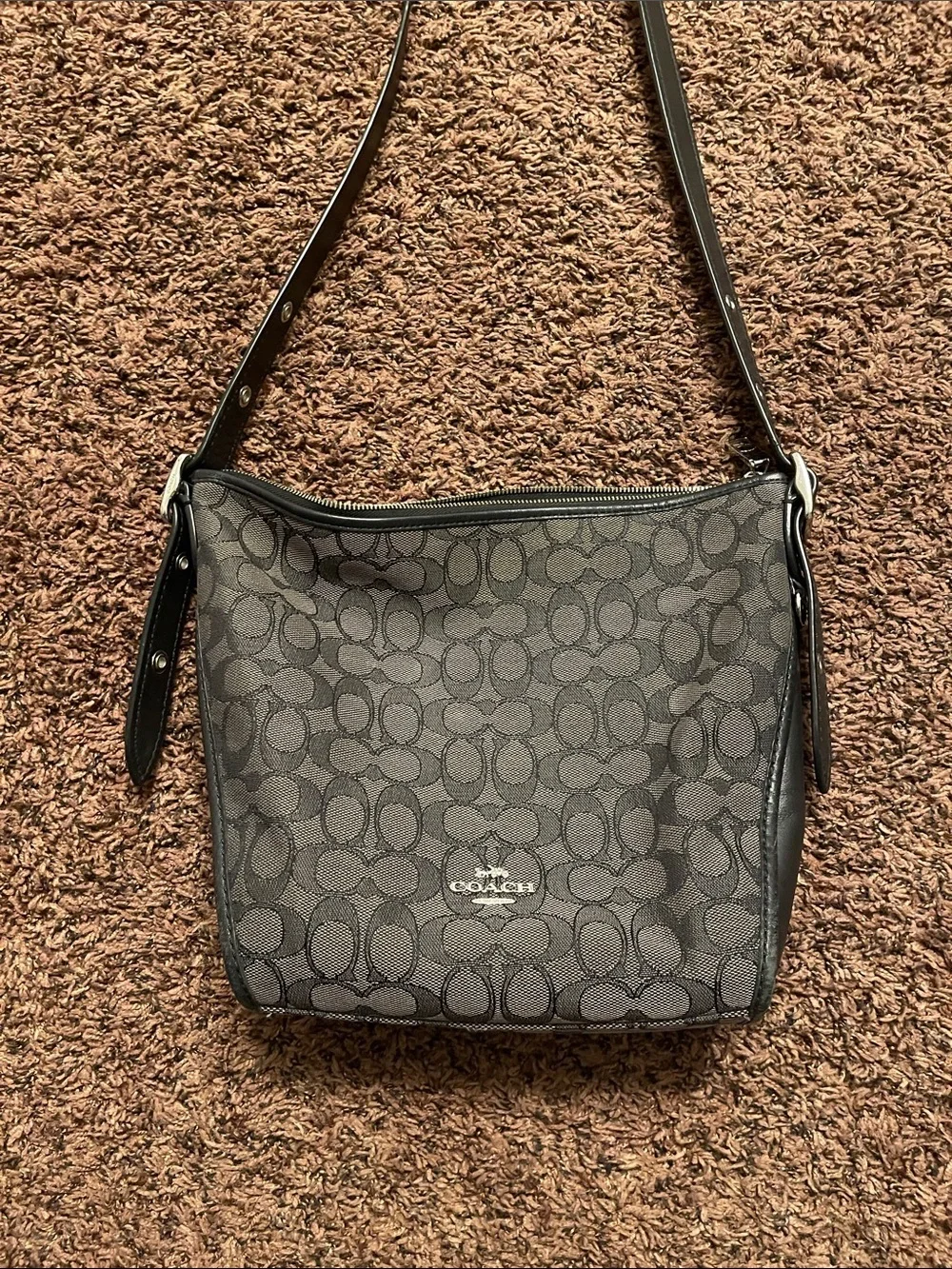 Coach Grey Signature Monogram Crossbody Bag